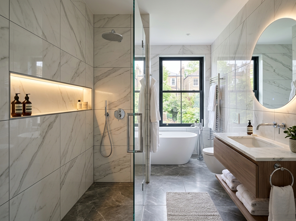 Luxury Bathroom Porcelain Wall and Floor Tiling London